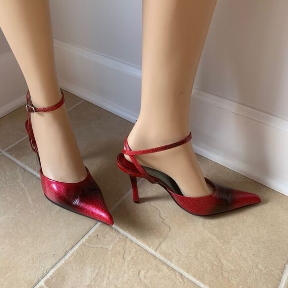 Shoes - Y2K Italian Design Heels Straps Patent Leather Sz 10